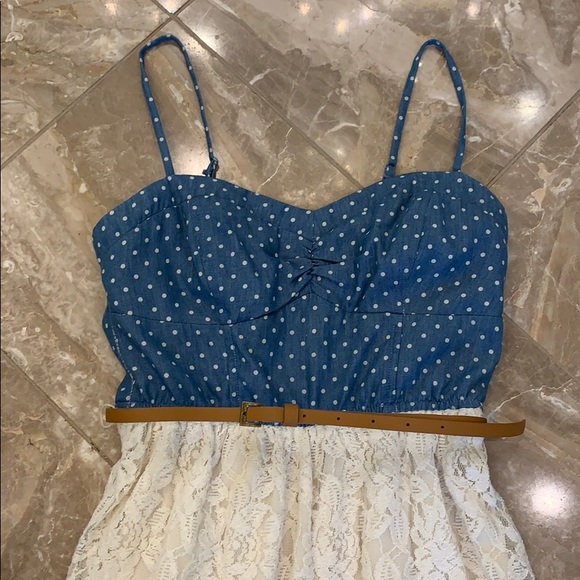 Blue jean and cream lace country dress - Picture 2 of 5